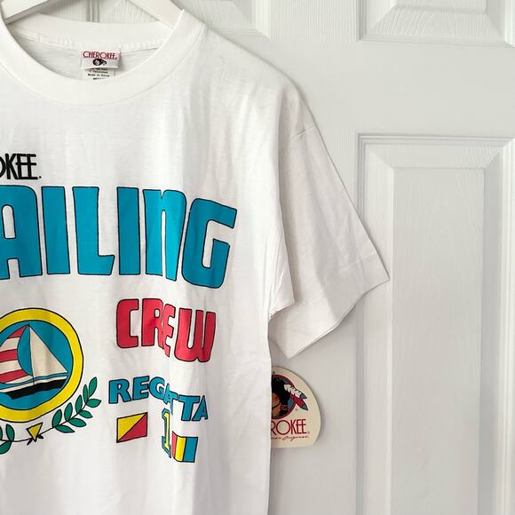 Vintage Cherokee Deadstock Sailing Crew Regatta Tee Medium Cotton Single Stitch - Picture 3 of 15